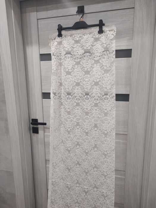 Starodawna firanka w kwiaty 2 sztuki retro vintage PRL