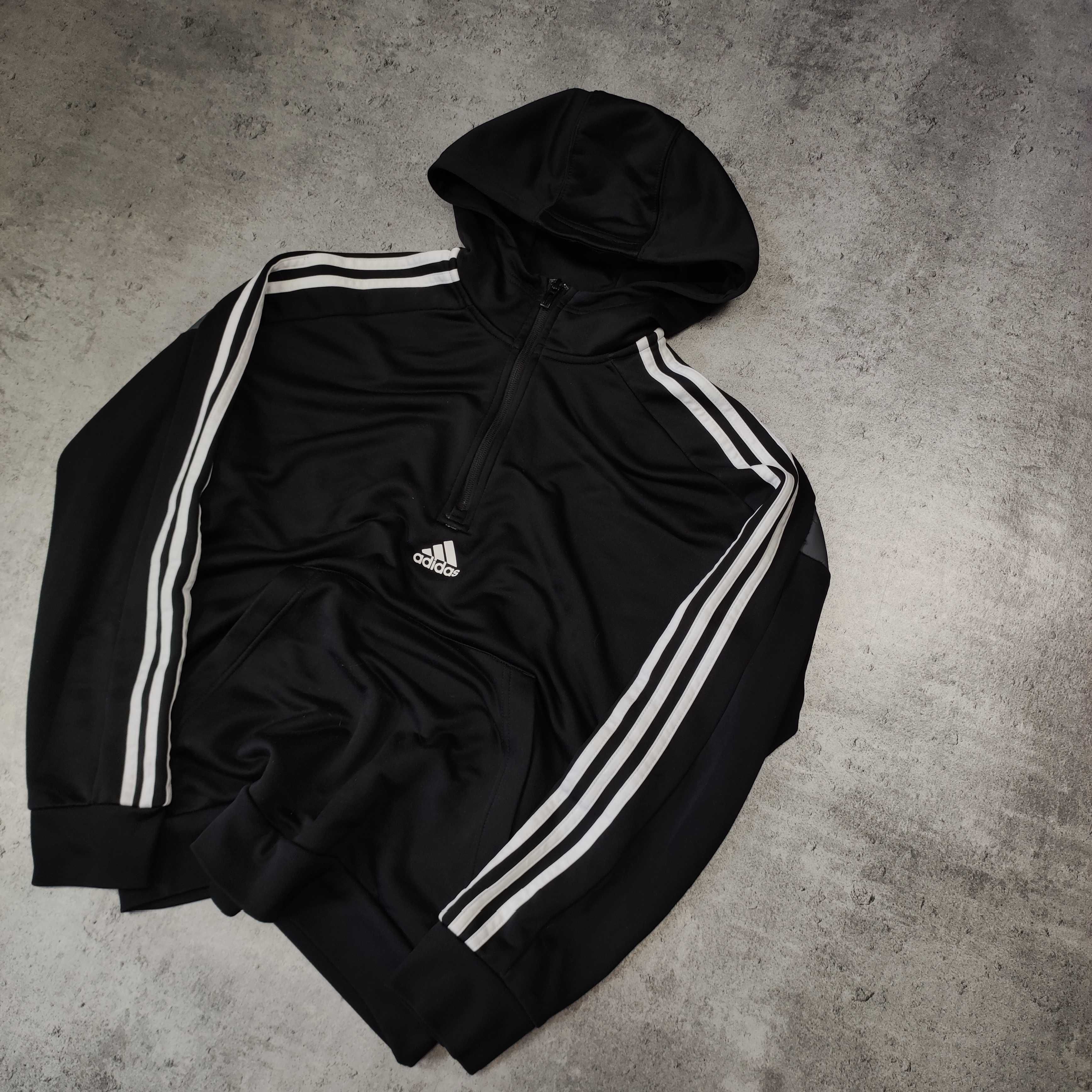 MĘSKA Bluza Sportowa Rozpinana z Kapturem Hoodie Adidas 3 Paski Clima