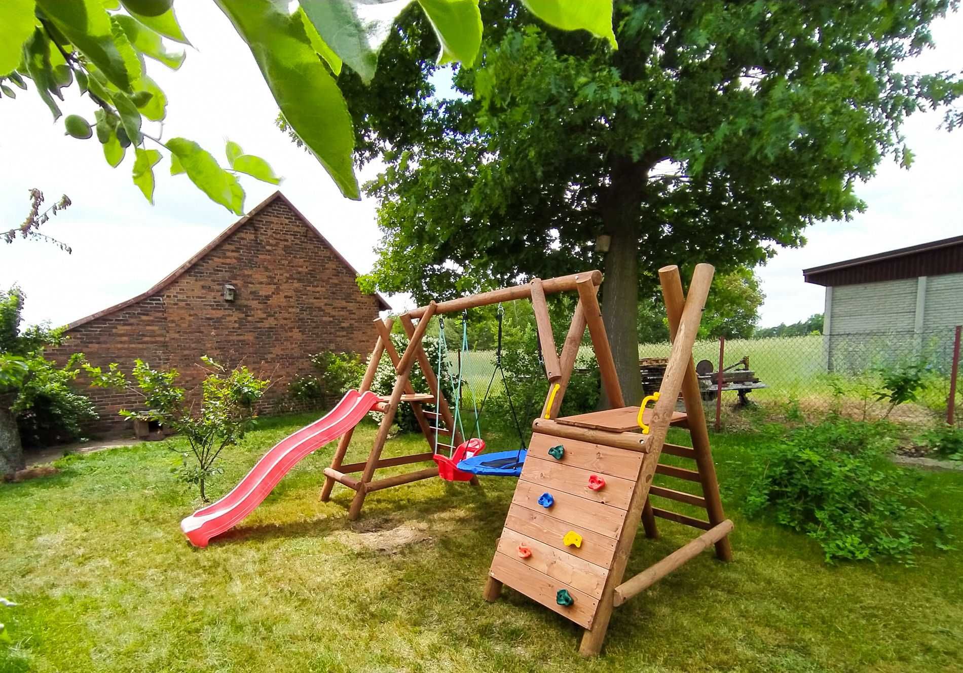Drewniany Plac Zabaw do Ogrodu OLAF 2Huśtawki Ślizg Ścianka PRODUCENT