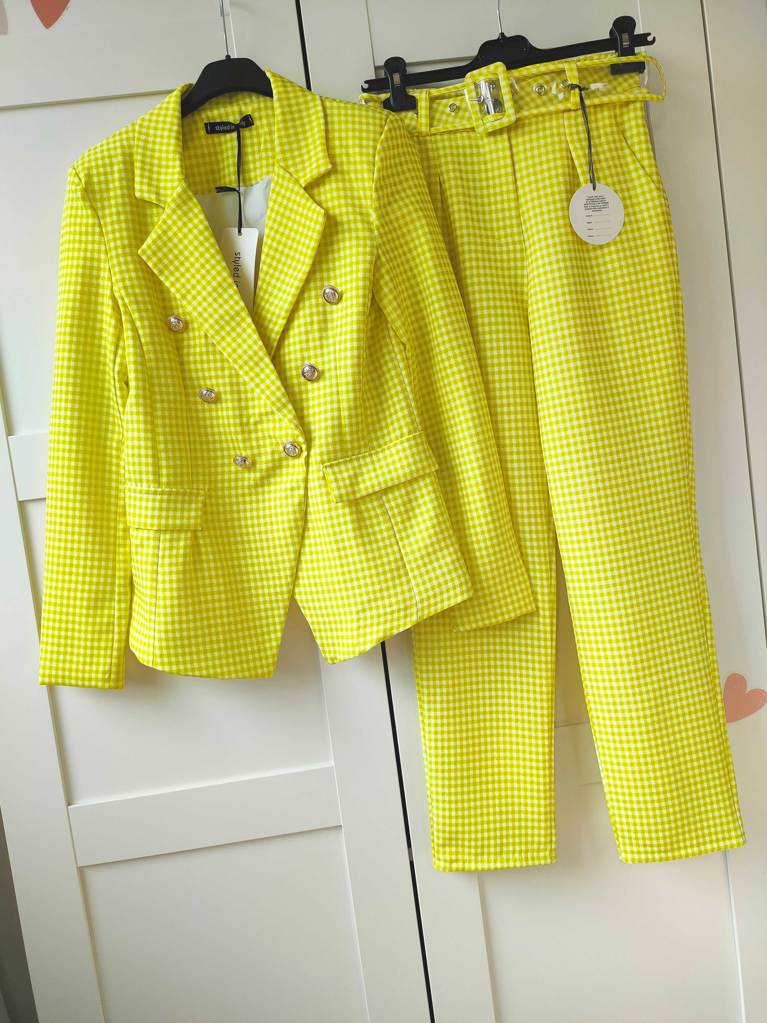 Elegancki garnitur marynarka + cygaretki cytryna limonka 38 M