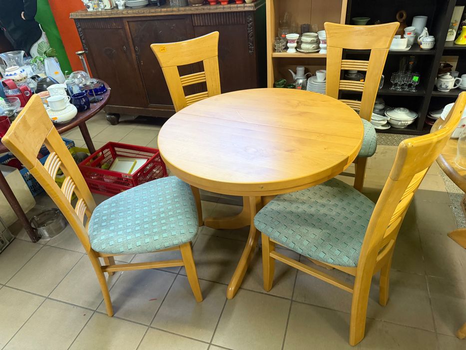 Stół okrągły rozkładany + 4 krzesła z Niemiec DOWÓZ DO DOMU