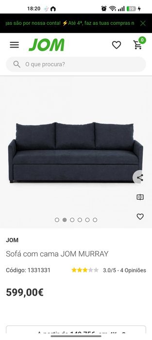 Sofá cama azul como novo