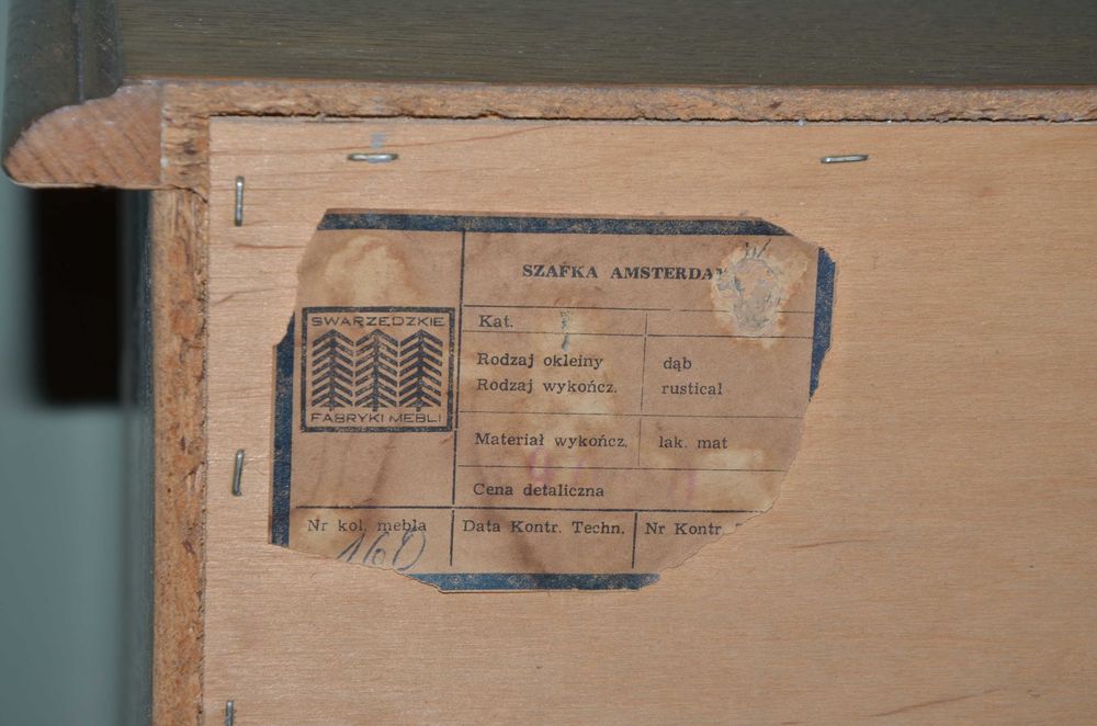 Szafka z szufladami, dąb, „Amsterdam”, Swarzędzkie Fabryki Mebli