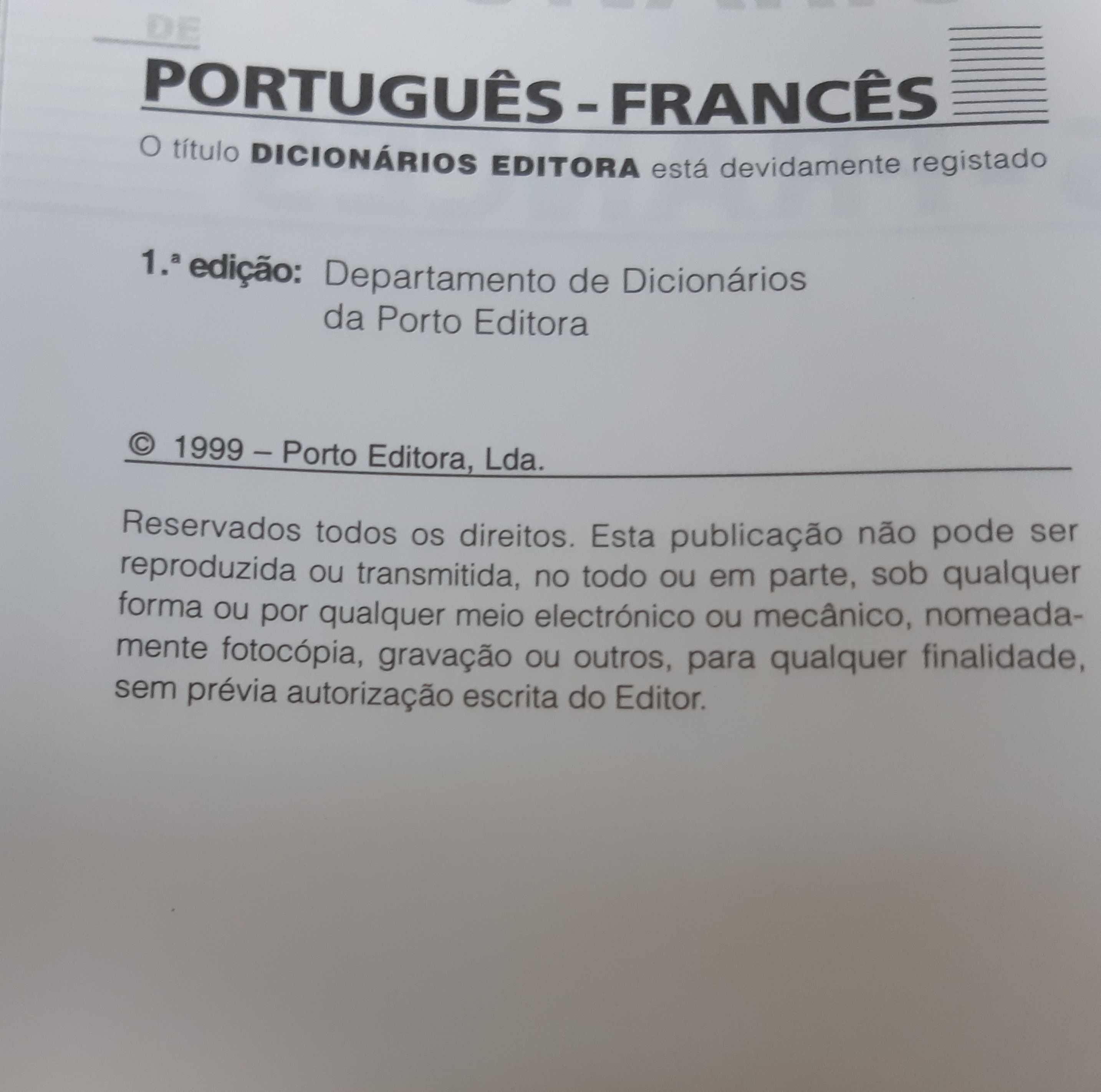 Dois Livros Dicionários Grandes Porto Editora Português Francês