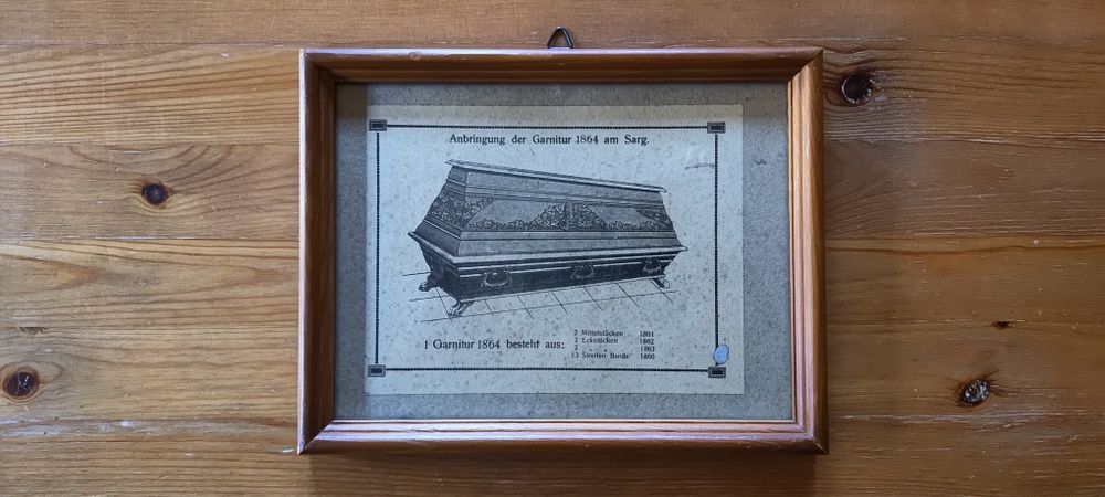 Obrazek Reklamowy Trumny, Garnitur 1864 rok