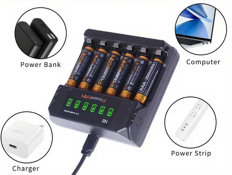 carregador de pilhas USB type-C