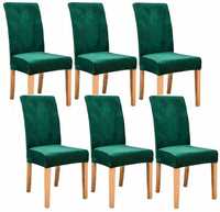 Pokrowce na krzesła 6 sztuk welurowe elastyczne butelkowa zieleń