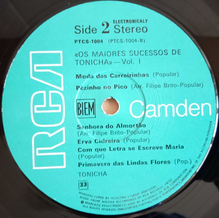 Tonicha	- - - - -	Os Maiores Sucessos de Tonicha - Vol. I	- - - - -	LP