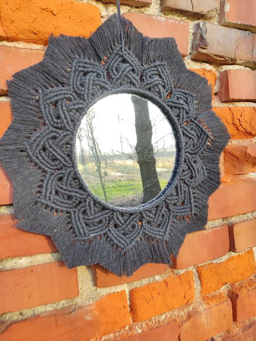 Lustro w stylu Boho w kolorze czarnym