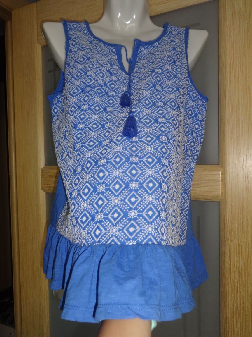 Вышиванка красивая синяя блуза с вышивкой блузка для беременных 44 46