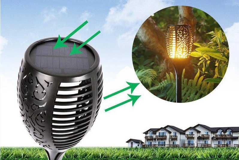 Садовый светильник (факел) на солнечной батарее с имитацией огня.