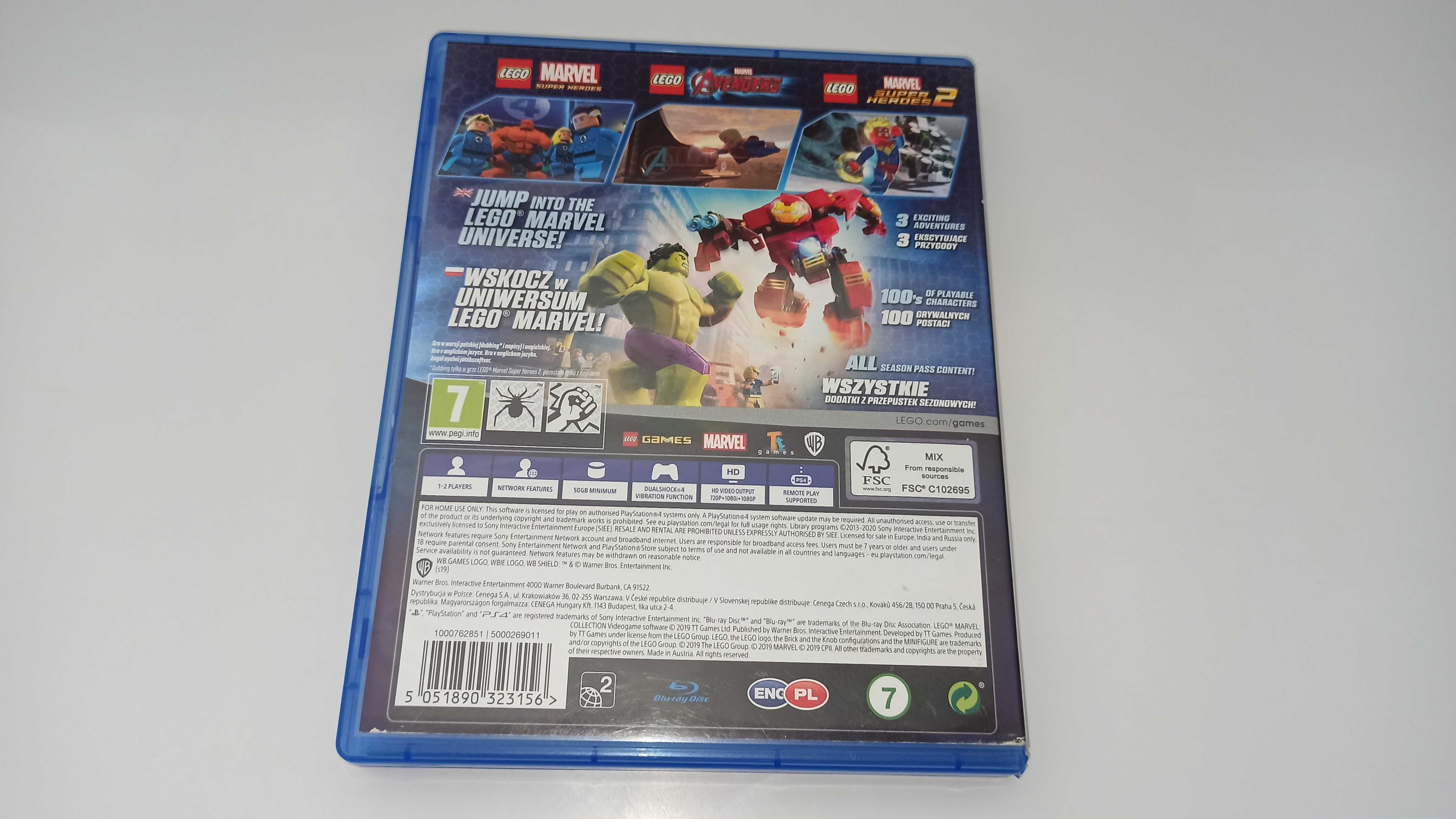 ps4 LEGO MARVEL COLLECTION KOLEKCJA po polsku 1-2 graczy 3 gry płyta