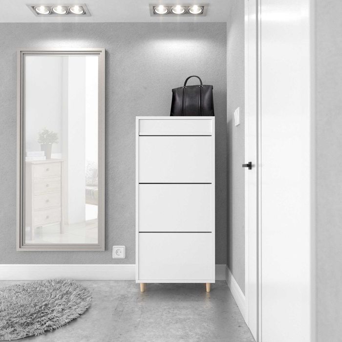 Szafka Na Buty Skandynawska Nowoczesna 55cm 3 Uchylne Drzwiczki Wysoka