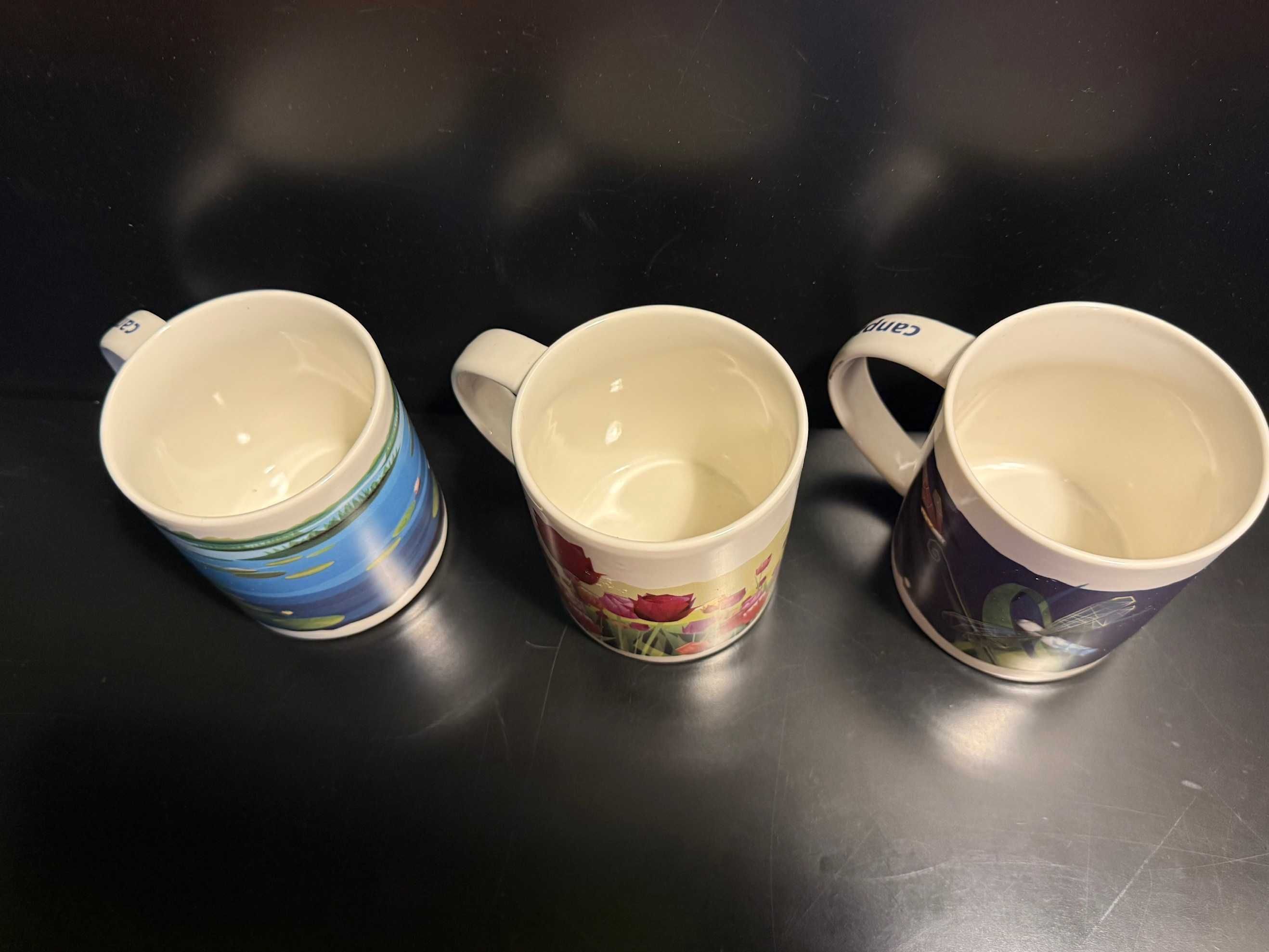 Kolorowe, ceramiczne kubki w kwiatki, tulipany, nenufary, 3 szt., nowe
