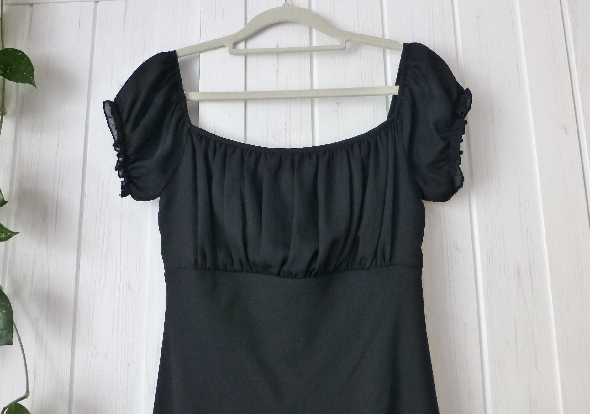 New Look elegancka czarna sukienka w dekolt w karo S