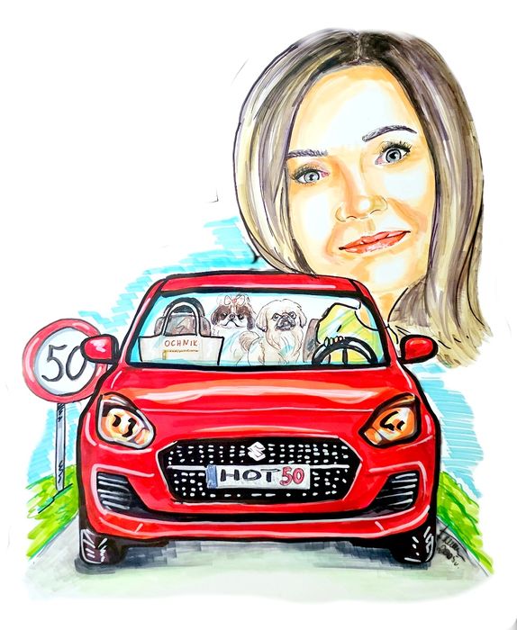 Karykatura ze zdjęcia na prezent A3 1 osoba  | Antyrama GRATIS