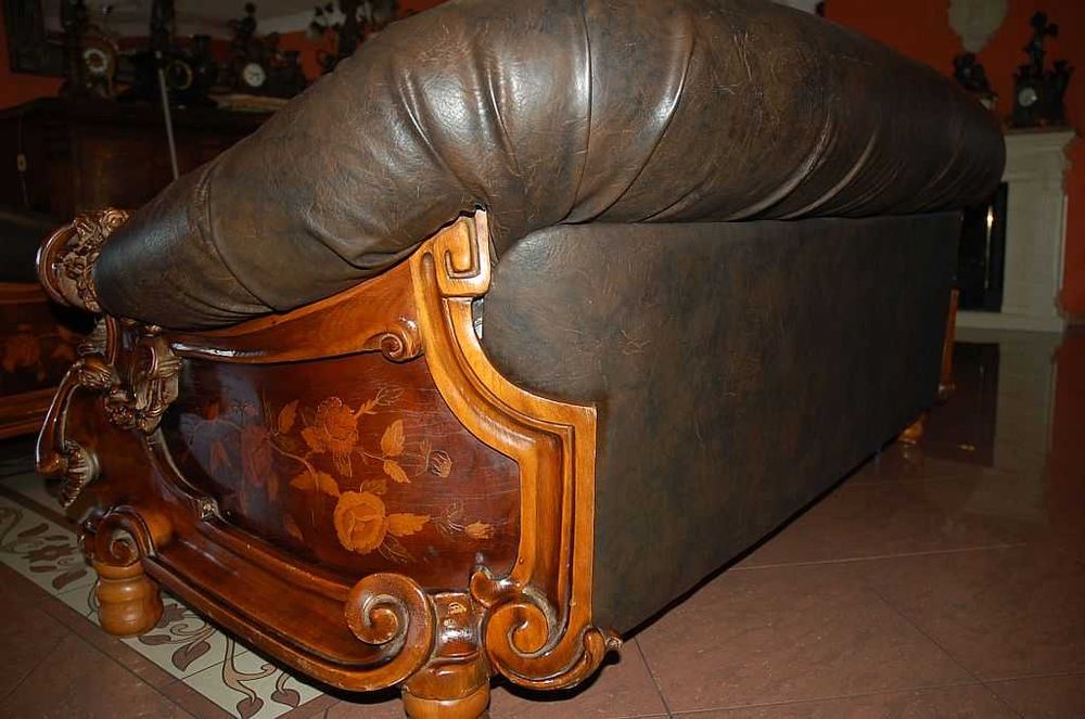 Komplet wypoczynkowy do Salonu  Kancelarii - 3+1+1 - Intarsje - Rzeźby