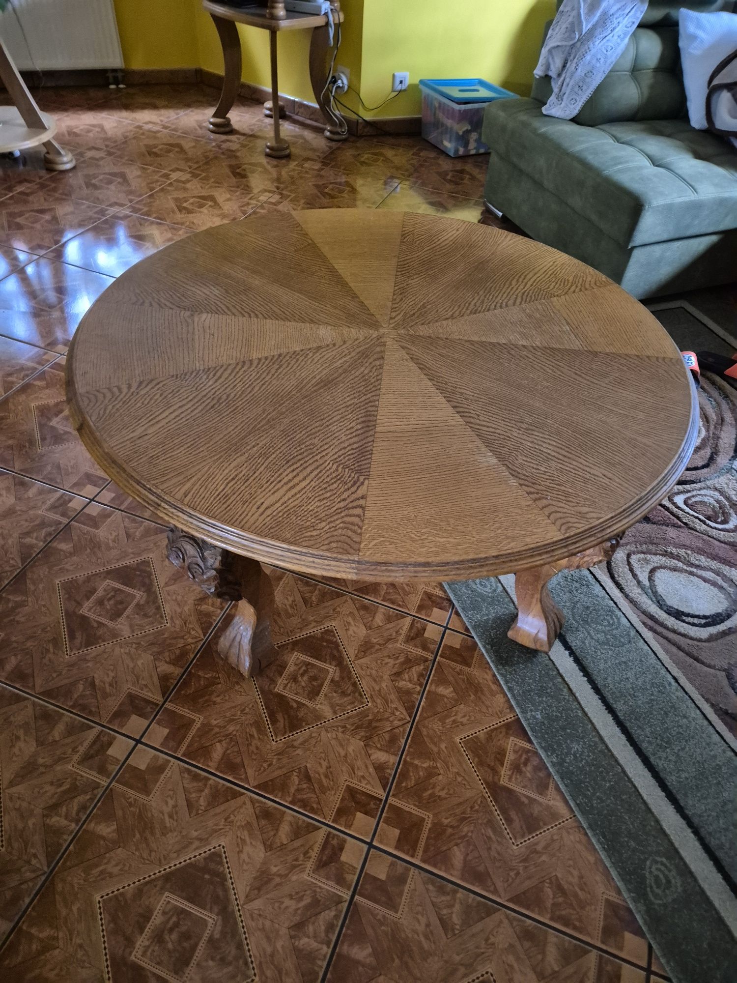 Okrągły drewniany stolik kawowy 105cm