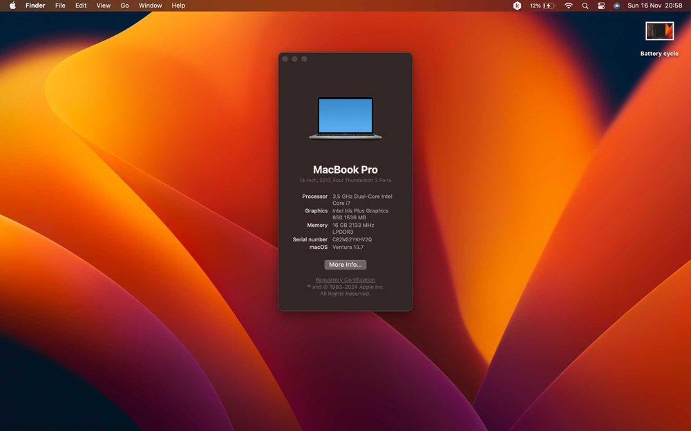 MacBook Pro 13"  i7 - 3.5GHz