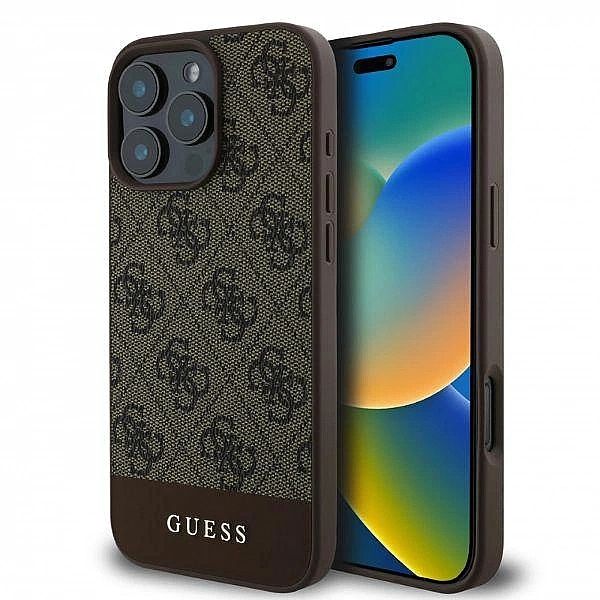 Etui Guess 4G Bottom Stripe na iPhone 16 Pro Max - brązowe