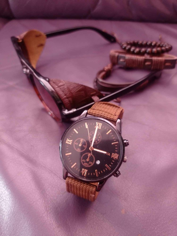Чоловічий Набір (Окуляри + годинник з браслетами)