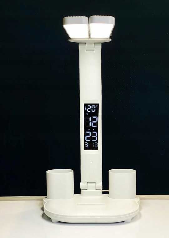 LAMPKA BIURKOWA Zegar Data Temperatura LCD 2 Źródła Światła NOWA!