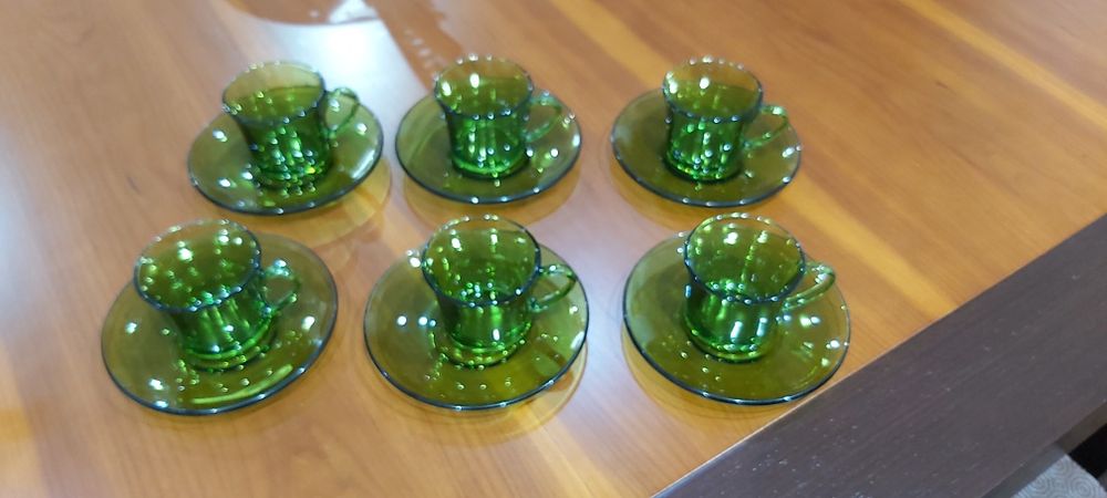 Serviço café Vintage Duralex verde