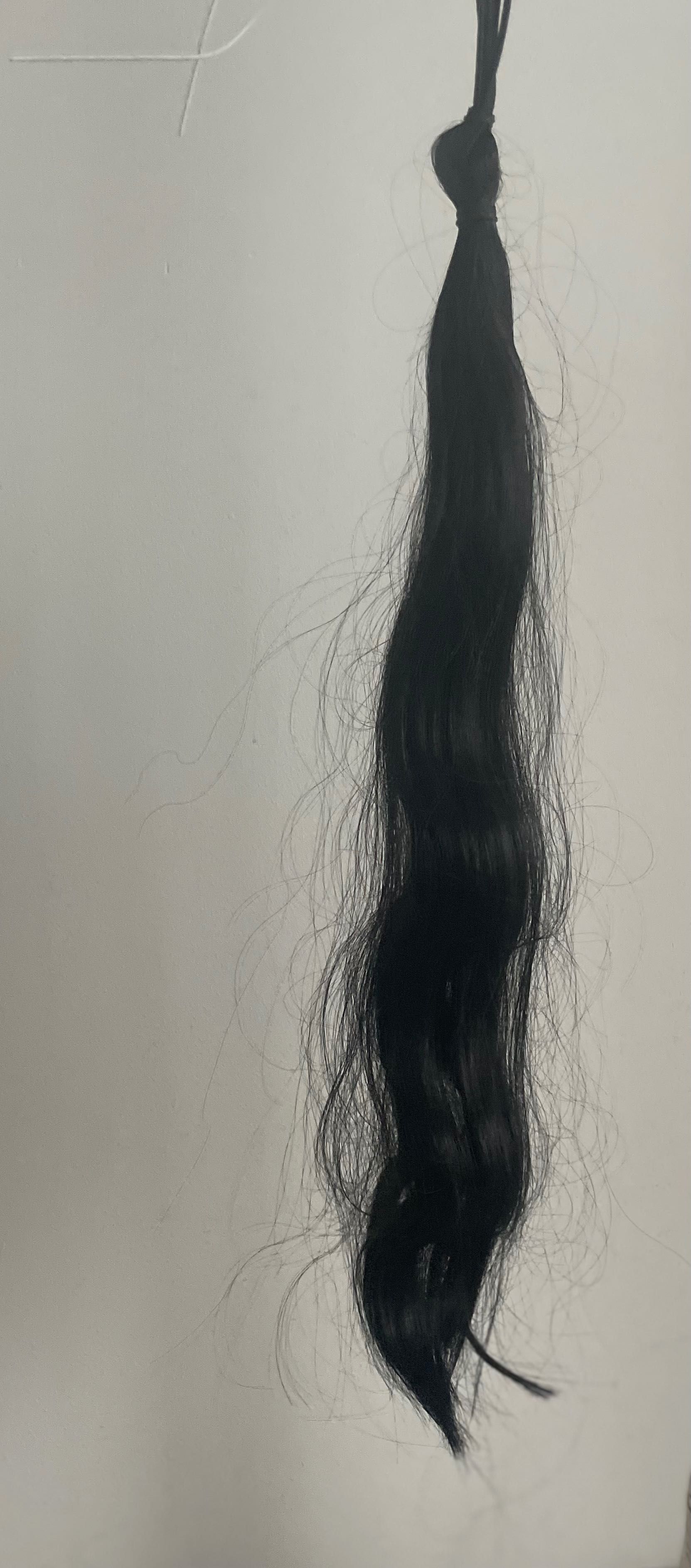 Kucyk na gumce włos syntetyczny falowany 45cm czarny brąz Nowy