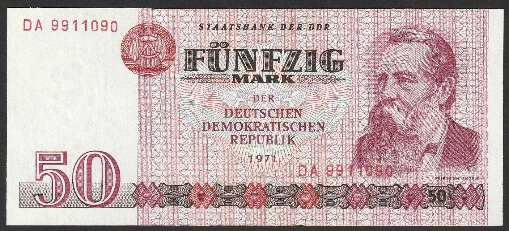 Niemcy NRD DDR 50 marek 1971 - Engels - stan bankowy - UNC -