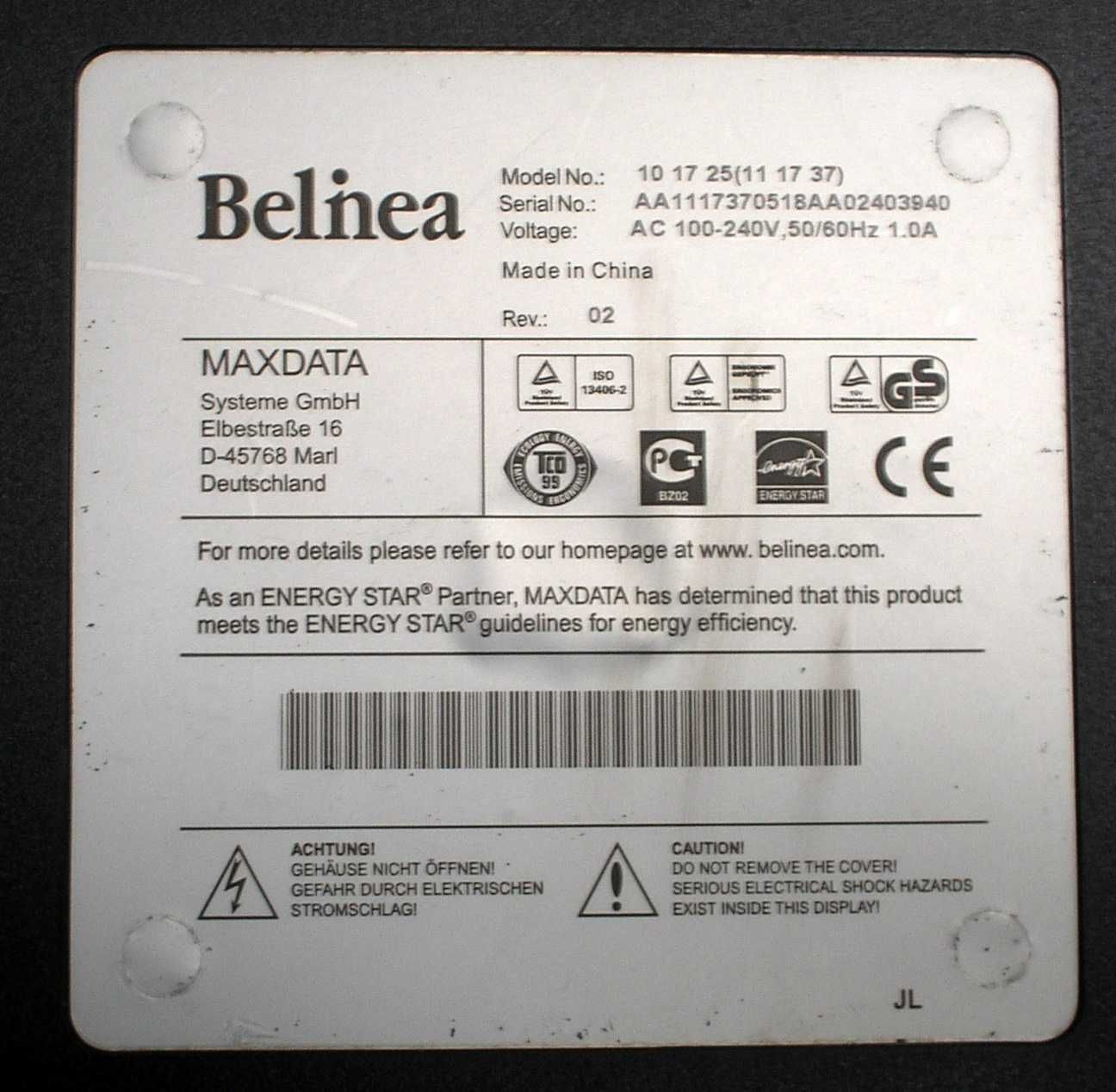 Monitor Belinea 17" wraz z kablami , dobry stan