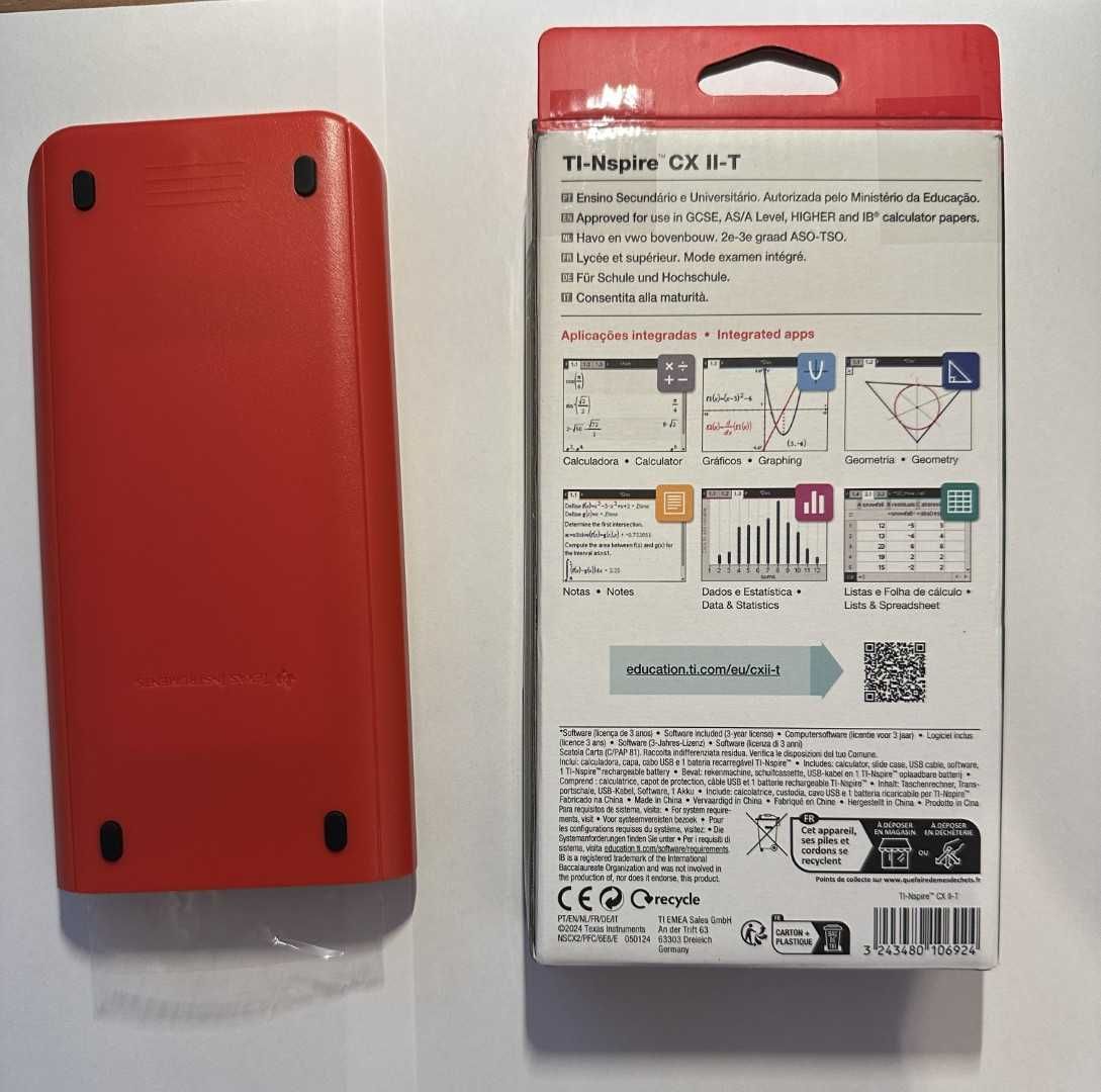 Calculadora e Carregador TI-Nspire™ CX II-T.