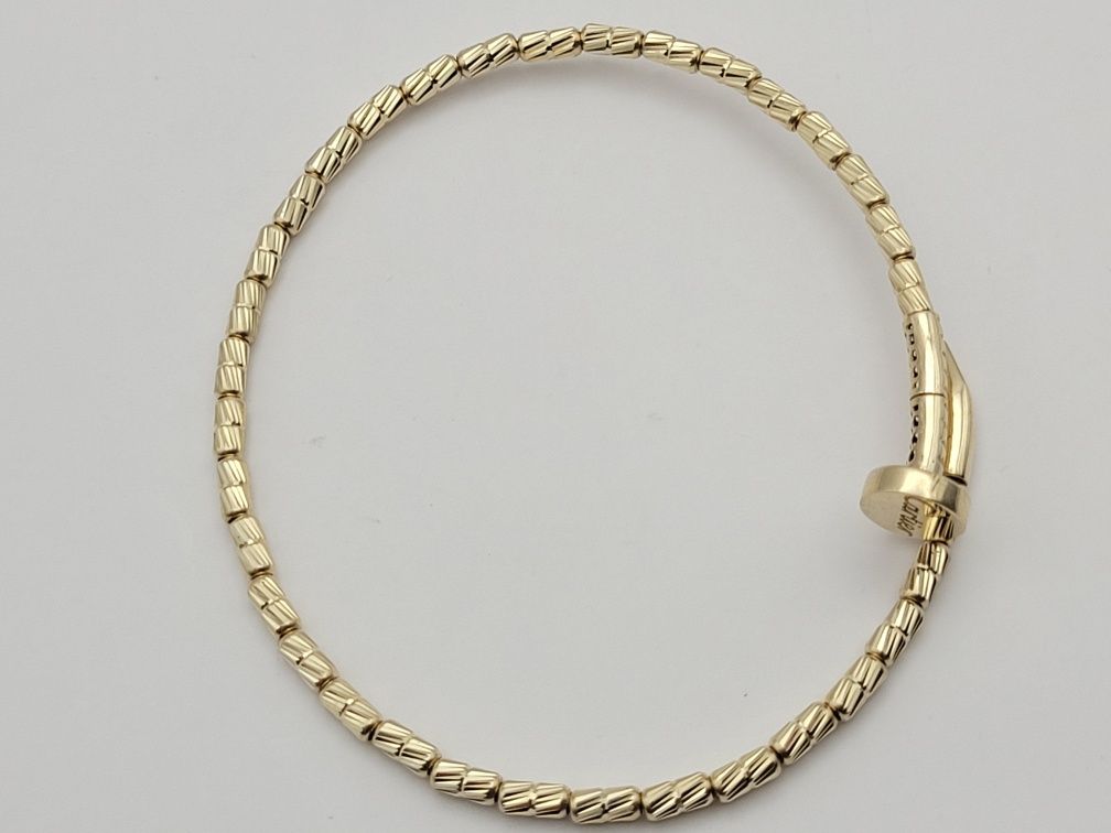 Nowa Złota bransoletka złoto próby 585, gwóźdź diamenowana, unikalna