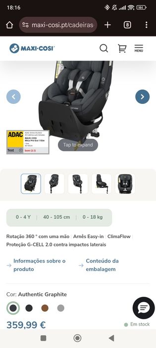 Cadeira auto maxi cosy mica - 0 a 4 anos