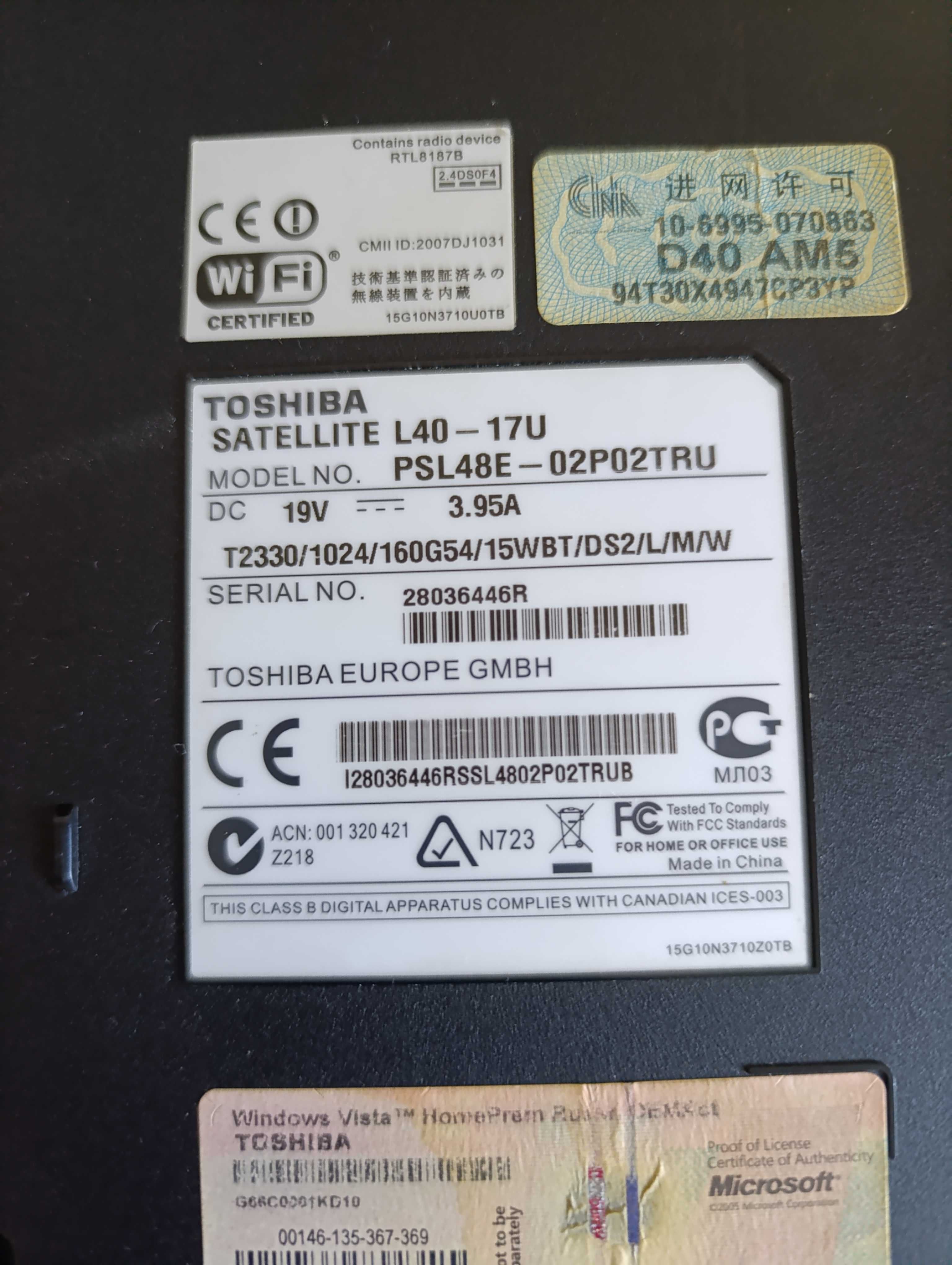 Ноутбук Toshiba Satellite L40-17U