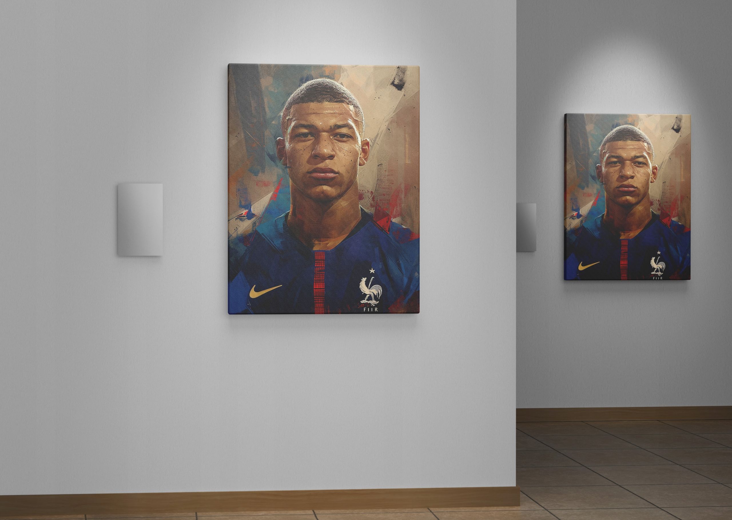 Nowoczesny Portret Kylian Mbappé na Płótnie 90x120 cm do Wnętrz
