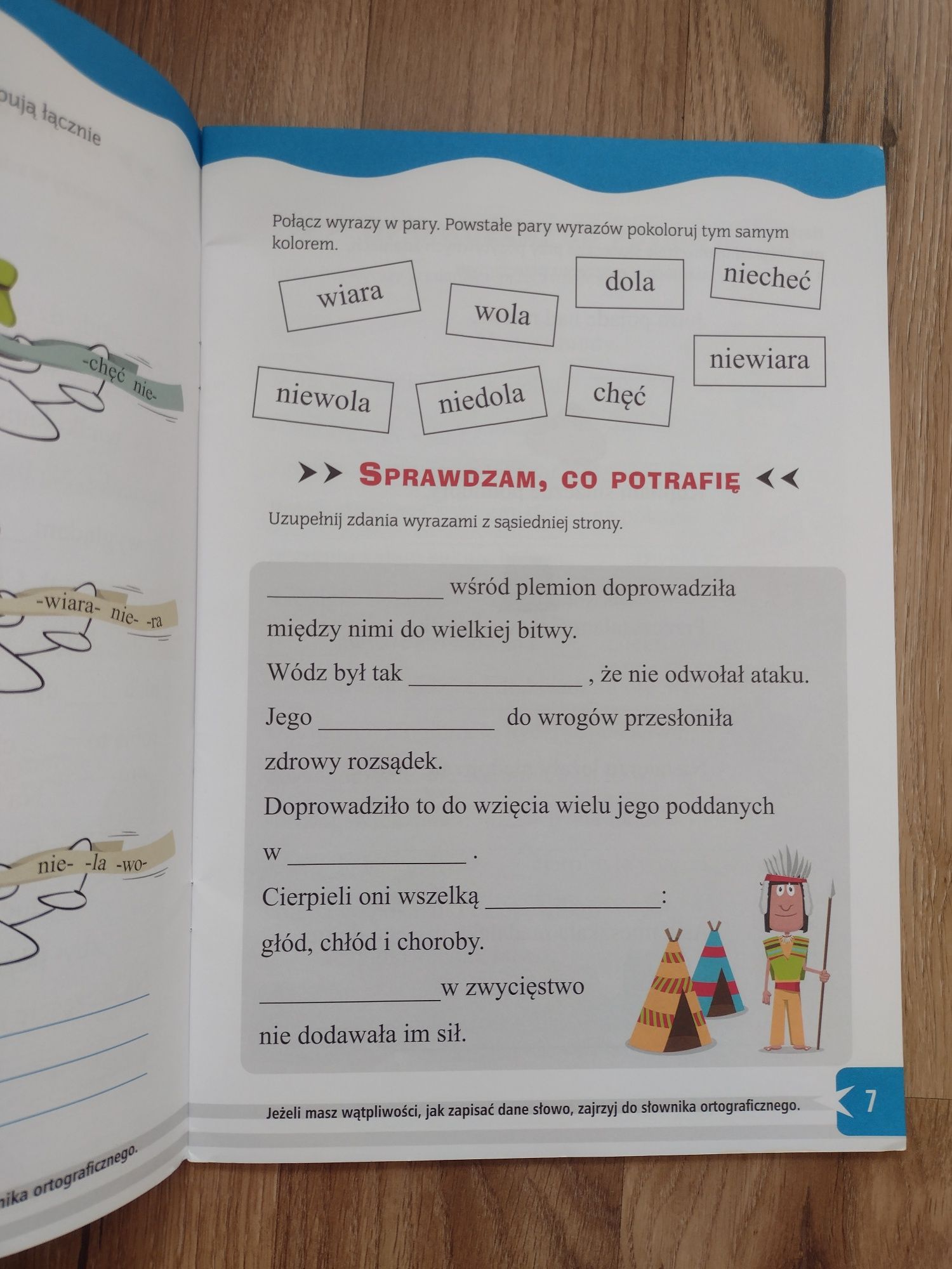 Dyktanda nie razem czy osobno Zielona Sowa 7+ "główka pracuje"