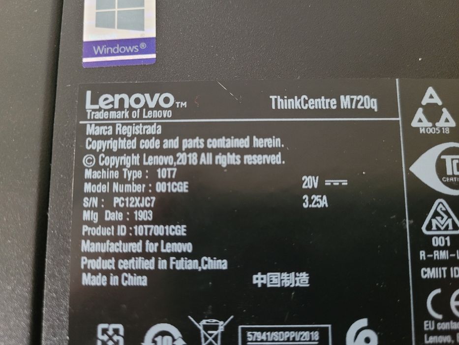 Неттоп, міні комп'ютер Lenovo M720q i3-8100T/DDR4 8Gb