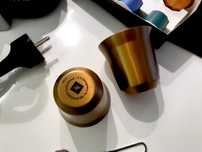 Nespresso Pixie - kubeczki filiżanki do espresso stalowe złote