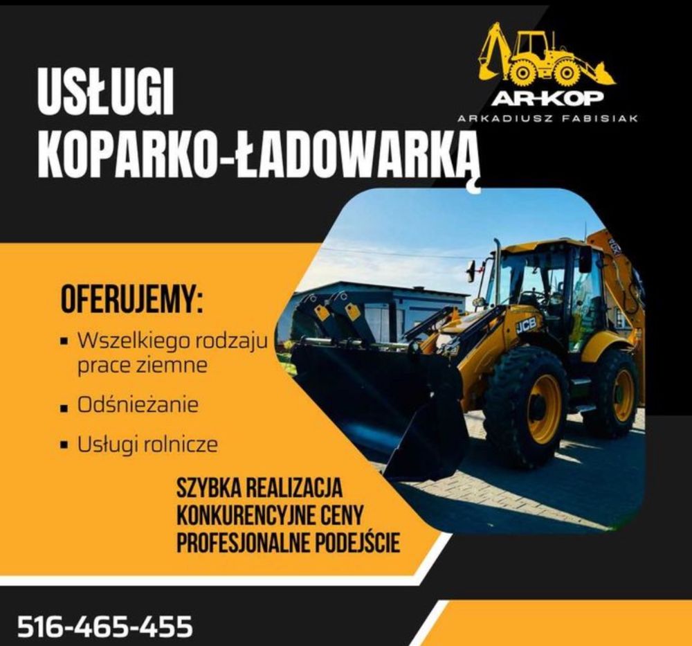 Usługi koparko-ładowarka minikoparka prace ziemne roboty ziemne