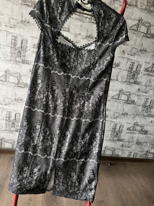 Сукня гіпюрова чорна-сіра