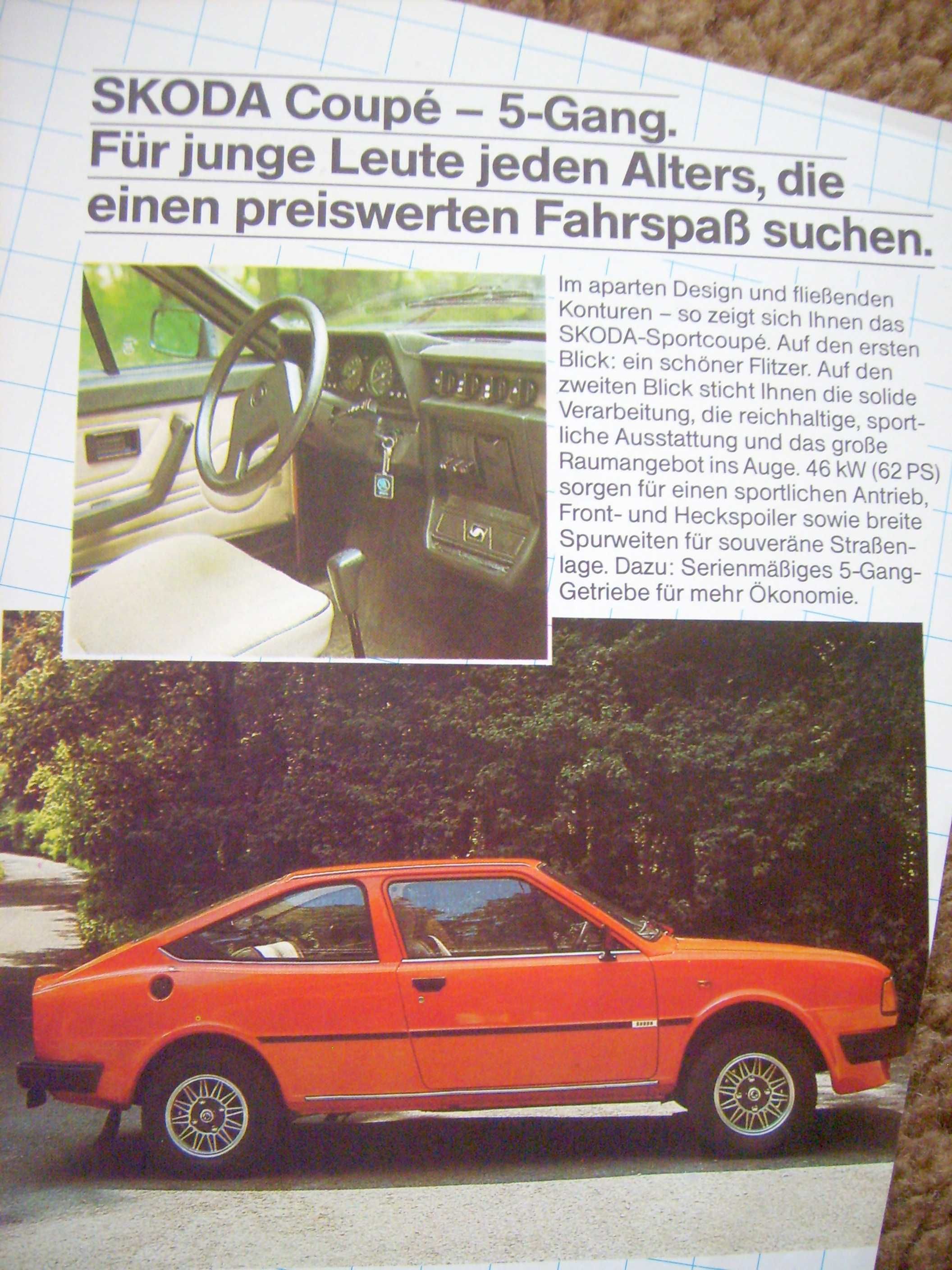 SKODA Programm 1986 DE / 105, 120, 130, COUPE / prospekt * WYPRZEDAŻ