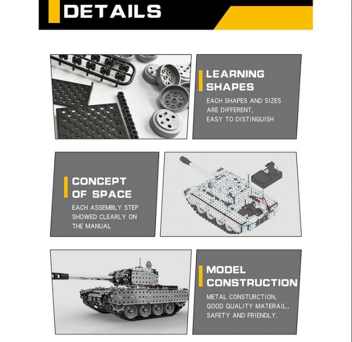 sw(rc)-006 radio controlo tank, blocos de montagem em metal