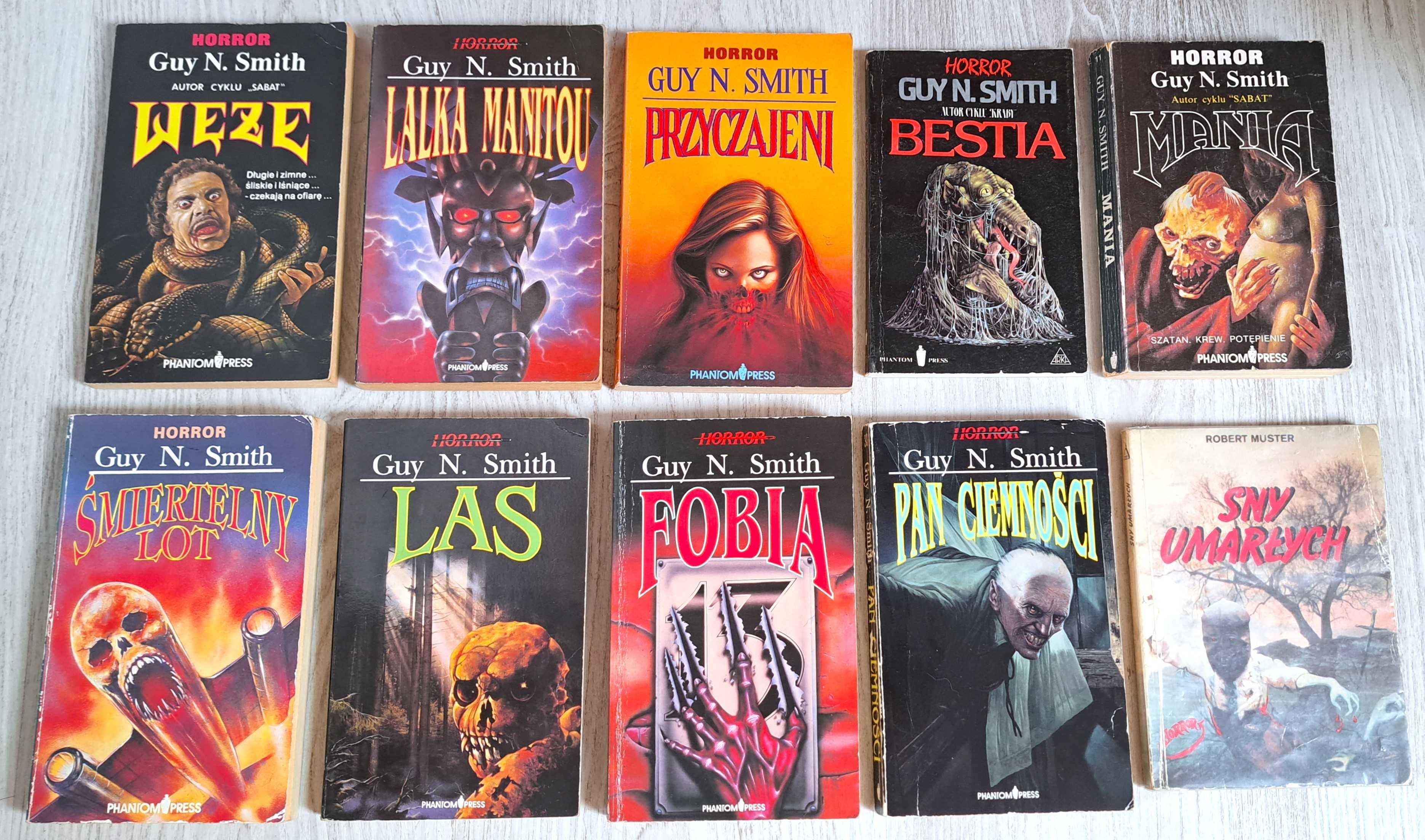 10x Guy N. Smith Lalka Manitou Fobia Las Pan ciemności Bestia Mania
