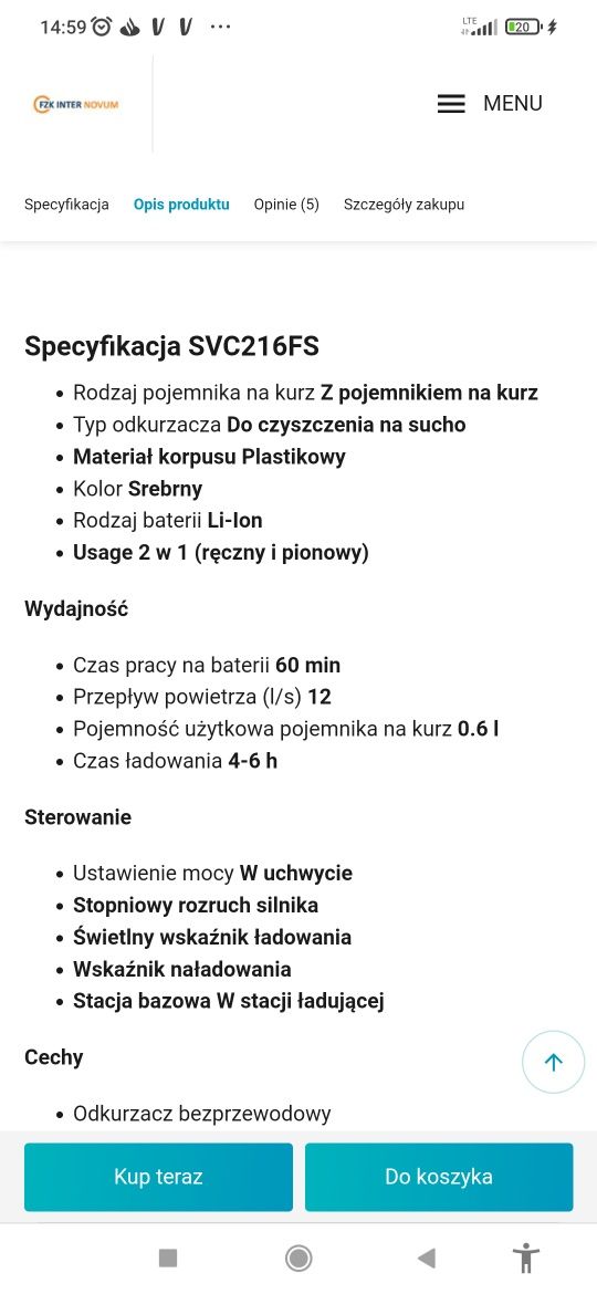 Super odkurzacz pionowy Gorenje