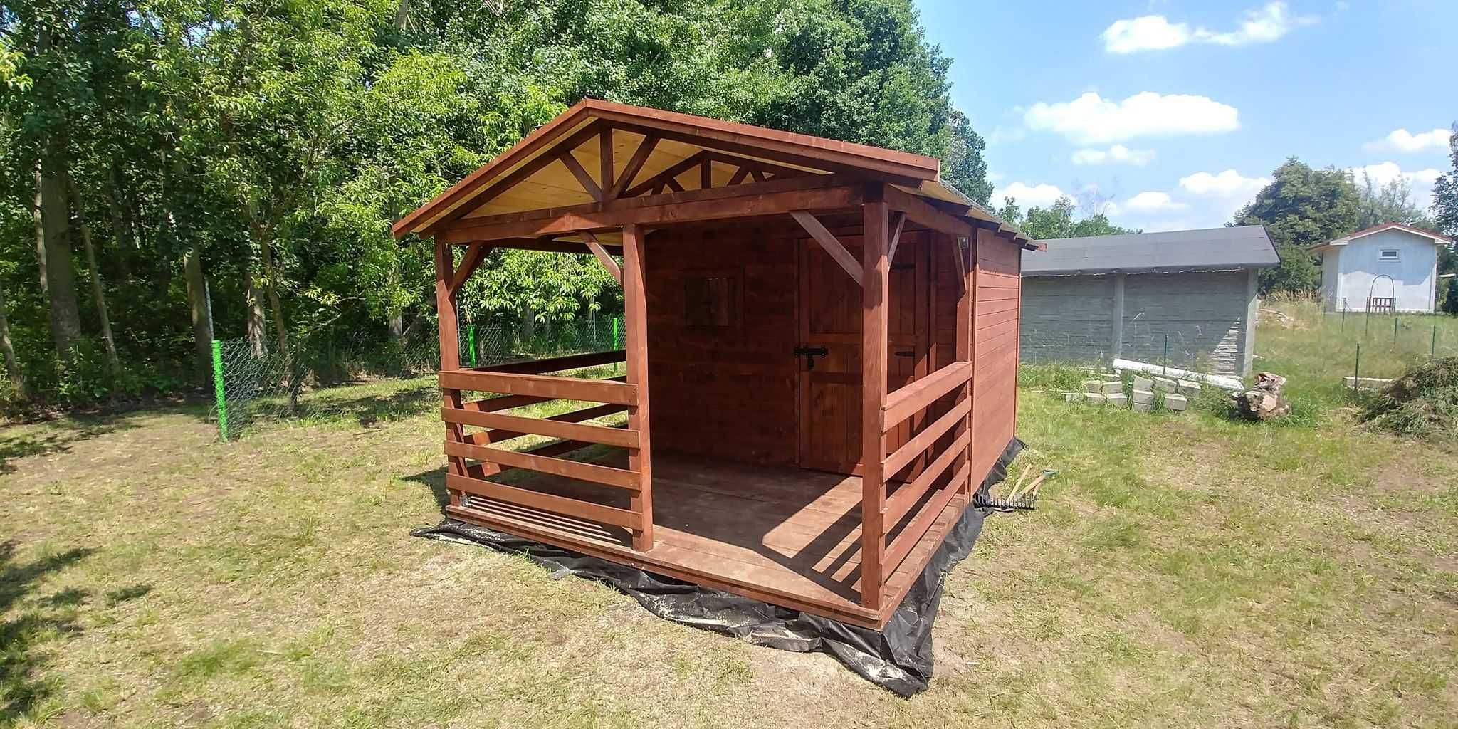 Domek drewniany z tarasem domek 3x3 taras 3x2 transport do 50km gratis