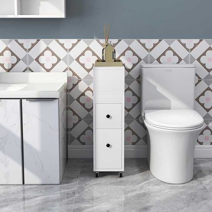 Costway Wąska szafka łazienkowa boczna  16 x 48 x 58