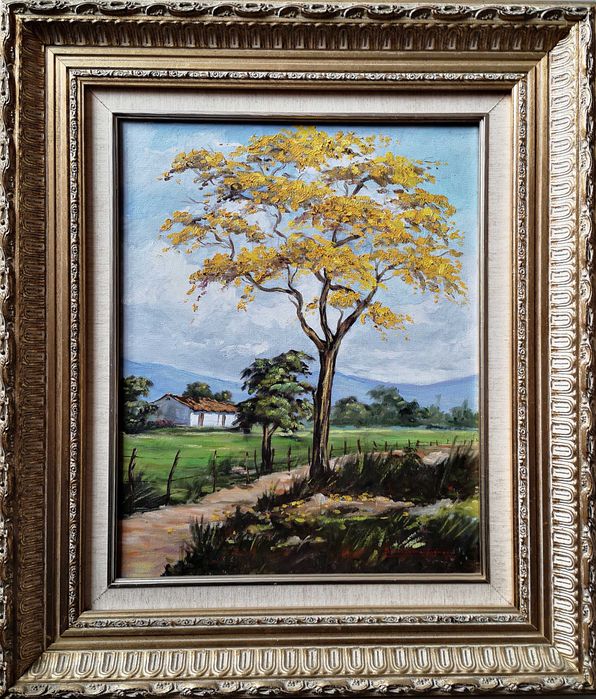 caminho para a quinta. pintura a óleo sobre tela