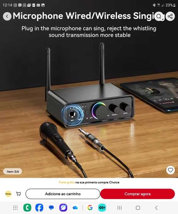 Adaptador de áudio amplificador