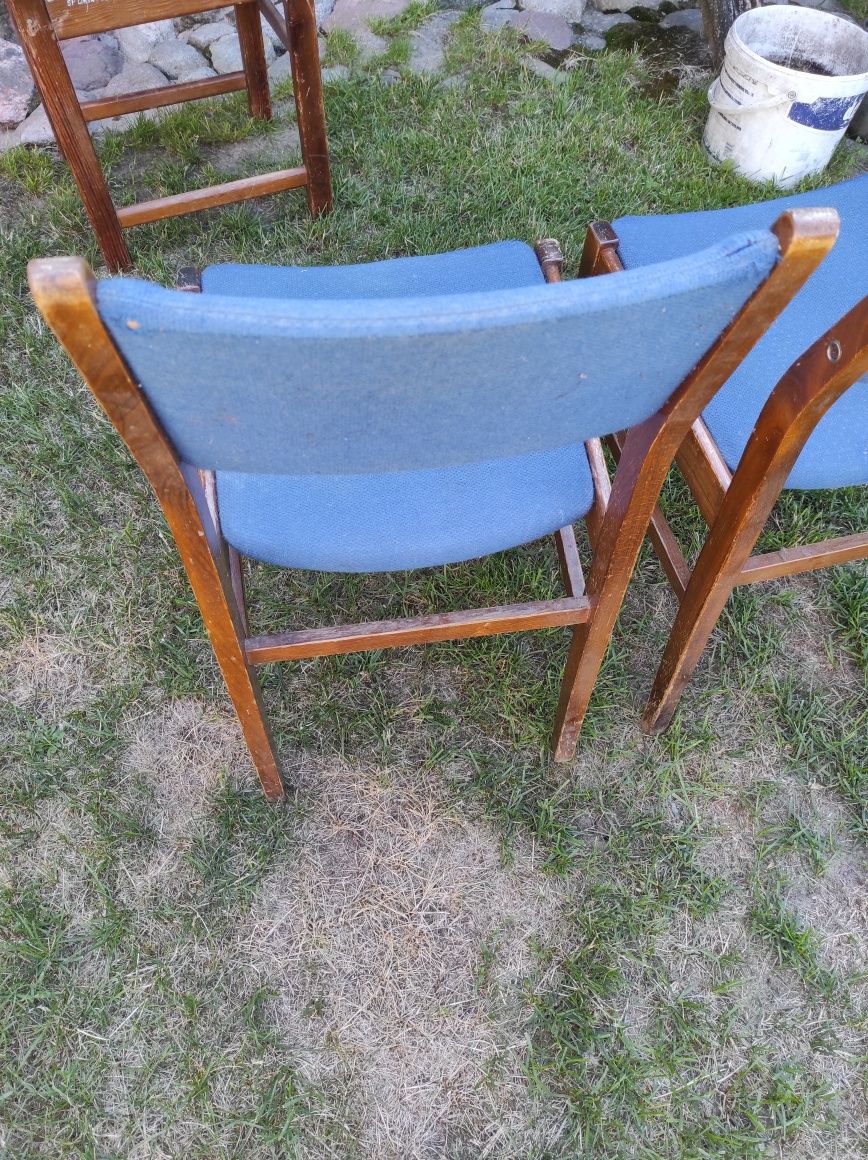 Krzesła antyki z niebieskim obiciem