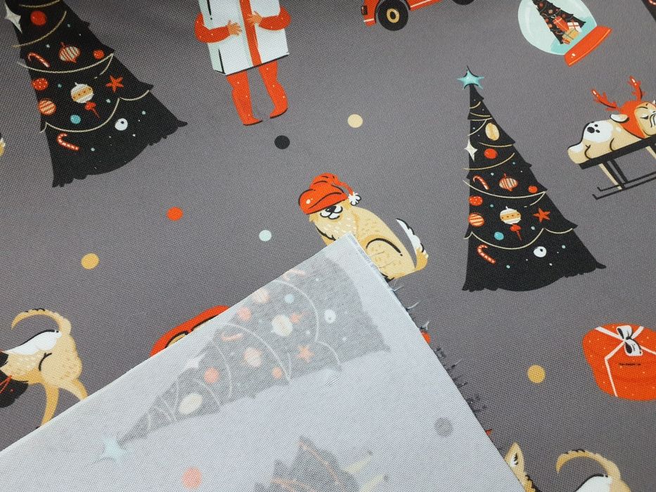 Tkanina świąteczna Oxford szara